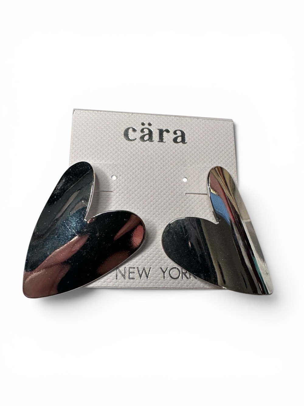 Cara New York Abstract Heart Stud Earrings – Silver Tone NWOT